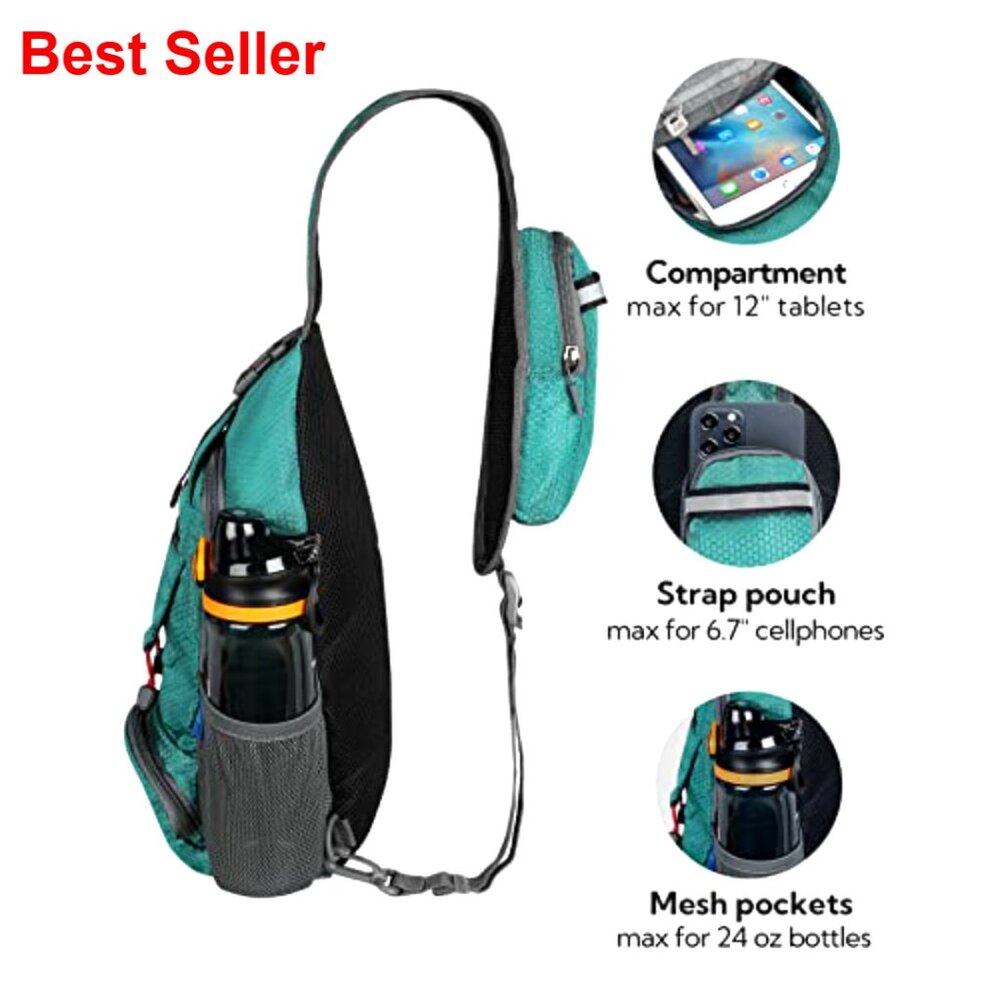 Water-Resistant Polyester Sling Backpack For Hiki… - image 5